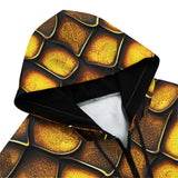 Men's Zip Up Hoodie Golden Snake Skin Texture