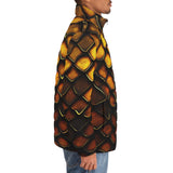 Down-Padded Puffer Jacket Golden Snake Skin Texture