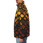 Down-Padded Puffer Jacket Golden Snake Skin Texture