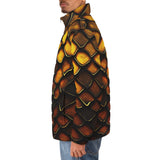 Down-Padded Puffer Jacket Golden Snake Skin Texture