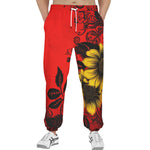 Men's Sweatpants Floral Red Yellow Drawings