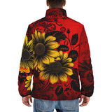 Down-Padded Puffer Jacket Floral Red Yellow Drawings