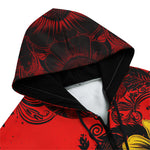 Men's Zip Up Hoodie Floral Red Yellow Drawings