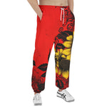 Men's Sweatpants Floral Red Yellow Drawings