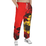 Men's Sweatpants Floral Red Yellow Drawings