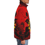 Down-Padded Puffer Jacket Floral Red Yellow Drawings