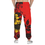 Men's Sweatpants Floral Red Yellow Drawings