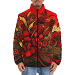 Down-Padded Puffer Jacket Poppy Flowers Art