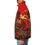 Down-Padded Puffer Jacket Poppy Flowers Art
