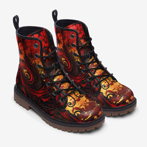 Leather Boots Khokhloma Art