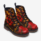 Leather Boots Red and Gold Floral Ornament