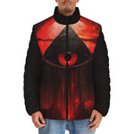 Down-Padded Puffer Jacket Mysterious Evil Pyramid with Red Eye