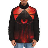 Down-Padded Puffer Jacket Mysterious Evil Pyramid with Red Eye