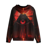 Men's Zip Up Hoodie Mysterious Evil Pyramid with Red Eye