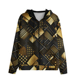 Men's Zip Up Hoodie Golden Geometric Abstract Pattern