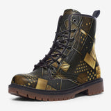 Leather Boots Golden Geometric Abstract Pattern