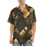 Hawaiian Shirt Golden Geometric Abstract Pattern