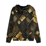 Men's Zip Up Hoodie Golden Geometric Abstract Pattern