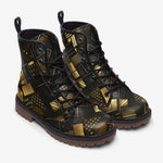 Leather Boots Golden Geometric Abstract Pattern