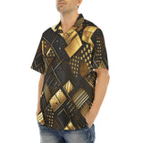 Hawaiian Shirt Golden Geometric Abstract Pattern