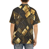 Hawaiian Shirt Golden Geometric Abstract Pattern