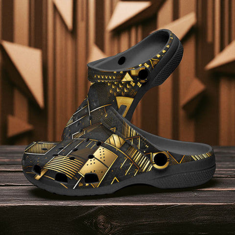 Classic Clogs Golden Geometric Abstract Pattern