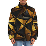 Down-Padded Puffer Jacket Gold and Black Triangles Artwork