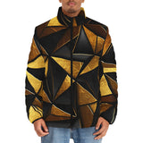 Down-Padded Puffer Jacket Gold and Black Triangles Artwork