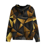 Men's Zip Up Hoodie Gold and Black Triangles Artwork