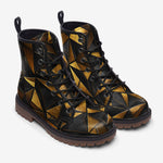 Leather Boots Gold and Black Triangles Artwork