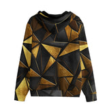 Men's Zip Up Hoodie Gold and Black Triangles Artwork