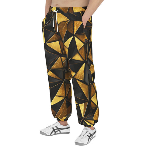 Men's Sweatpants Gold and Black Triangles Artwork