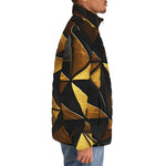 Down-Padded Puffer Jacket Gold and Black Triangles Artwork
