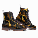 Leather Boots Gold and Black Triangles Artwork