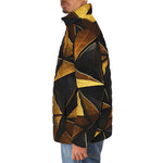 Down-Padded Puffer Jacket Gold and Black Triangles Artwork