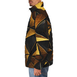 Down-Padded Puffer Jacket Gold and Black Triangles Artwork