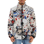 Down-Padded Puffer Jacket Playing Cards Collage