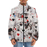 Down-Padded Puffer Jacket Playing Cards Abstraction