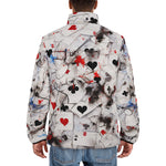 Down-Padded Puffer Jacket Playing Cards Abstraction