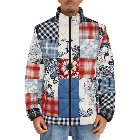Down-Padded Puffer Jacket Cloth Patchwork