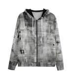 Men's Zip Up Hoodie Vintage Newspaper