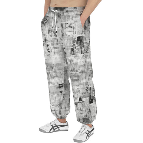 Men's Sweatpants Vintage Newspaper