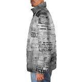 Down-Padded Puffer Jacket Vintage Newspaper