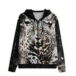 Men's Zip Up Hoodie Leopard on Splatters