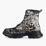 Casual Leather Chunky Boots Leopard on Splatters