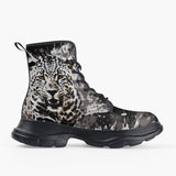 Casual Leather Chunky Boots Leopard on Splatters