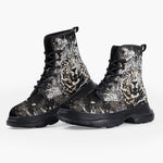 Casual Leather Chunky Boots Leopard on Splatters