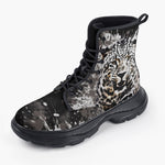 Casual Leather Chunky Boots Leopard on Splatters