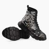 Casual Leather Chunky Boots Leopard on Splatters