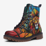 Leather Boots Stained Glass Lion Art